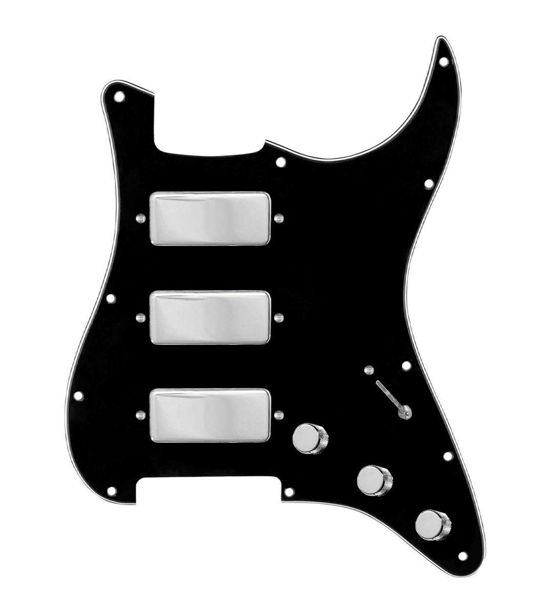 Stadium Triple Mini Humbucker Loaded Pickguard for Stratocasters® - SLPG-STD-BKPG-S7W-500K