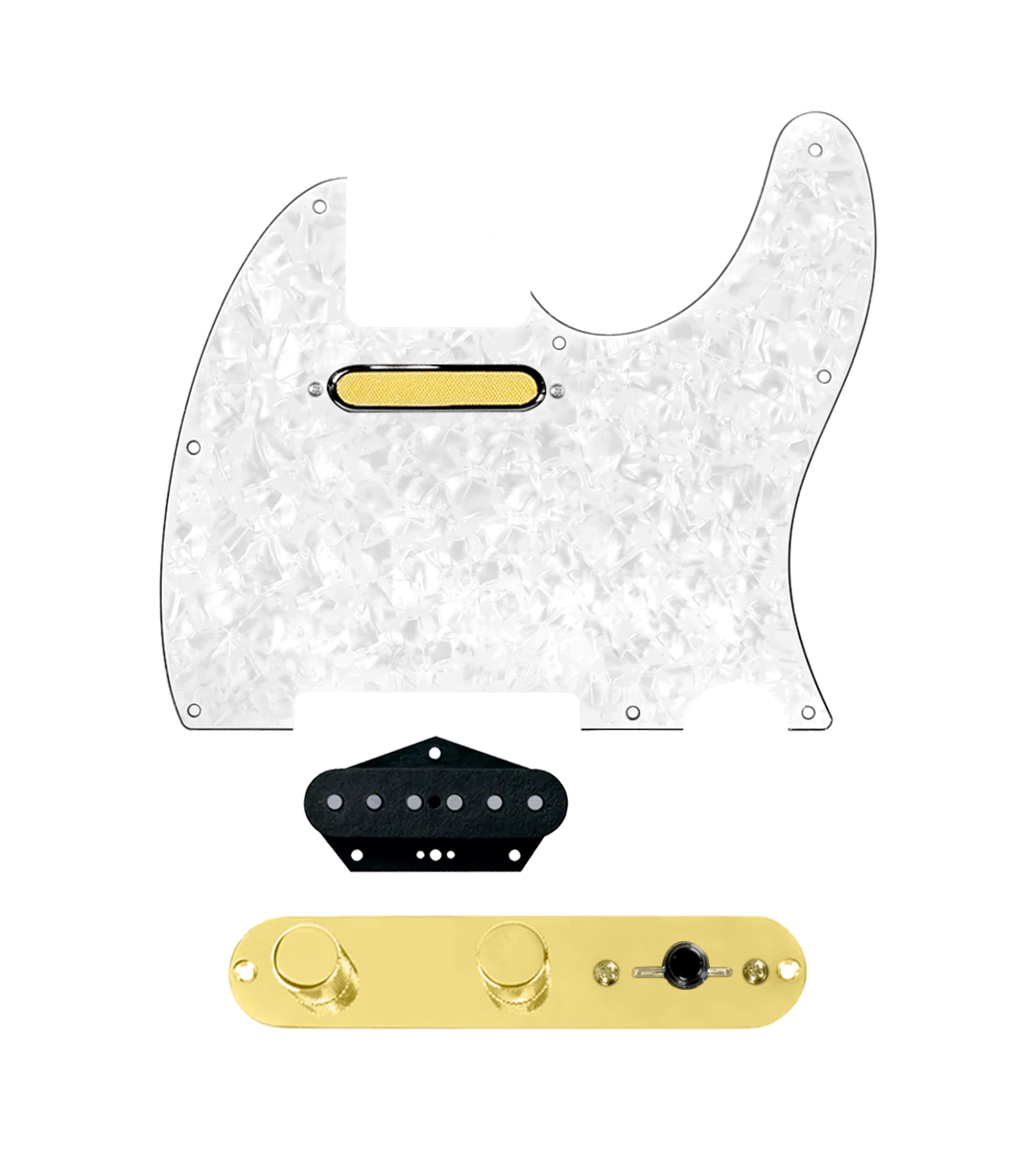 Gold Foil Loaded Pickguard for Telecasters® - TLPG-GLDFL-WPPG-T3W-REV-G