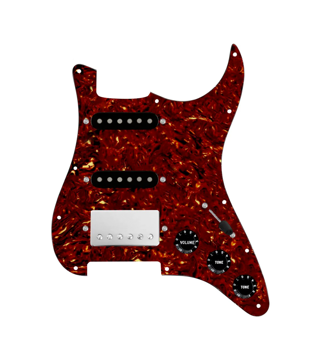 HSS Loaded Pickguard for Stratocasters® - HSS-COOL-N-TGRT-B-TPG-BKNB