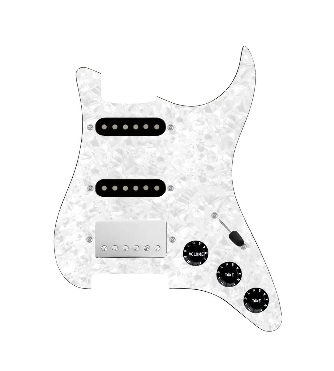 HSS Loaded Pickguard for Stratocasters® - HSS-COOL-N-TGRT-B-WPPG-BKNB