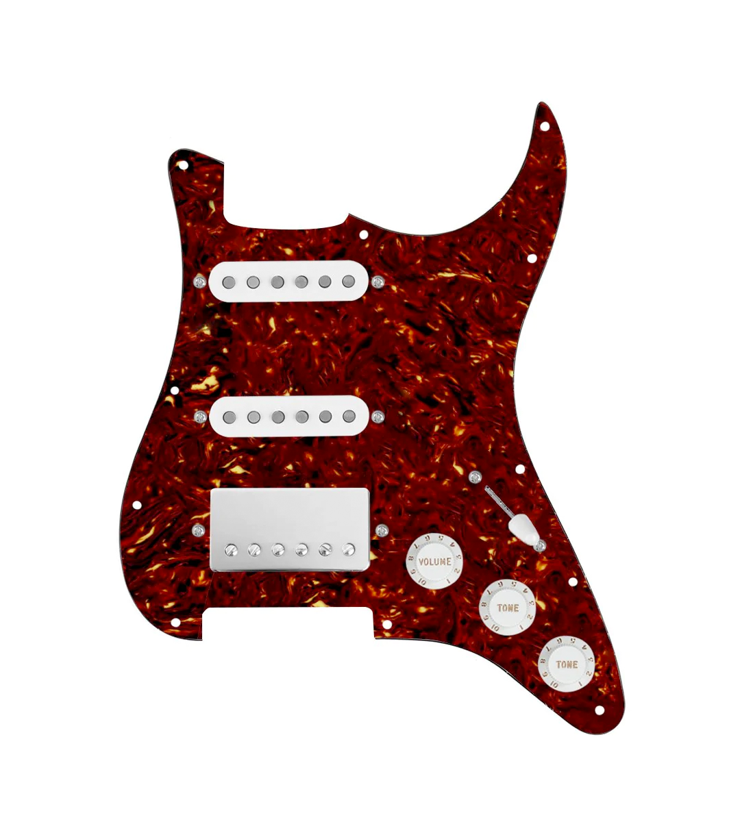 HSS Loaded Pickguard for Stratocasters® - HSS-COOL-N-TGRT-W-TPG-WKNB