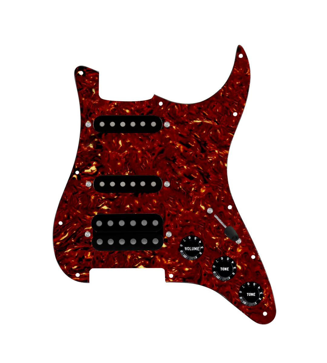 HSS Loaded Pickguard for Stratocasters® - HSS-COOL-UC-TGRT-B-TPG-BKNB