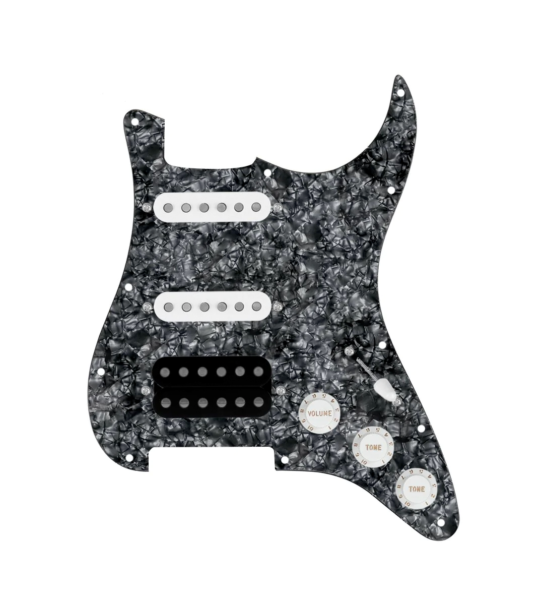 HSS Loaded Pickguard for Stratocasters® - HSS-COOL-UC-TGRT-W-BPPG-WKNB