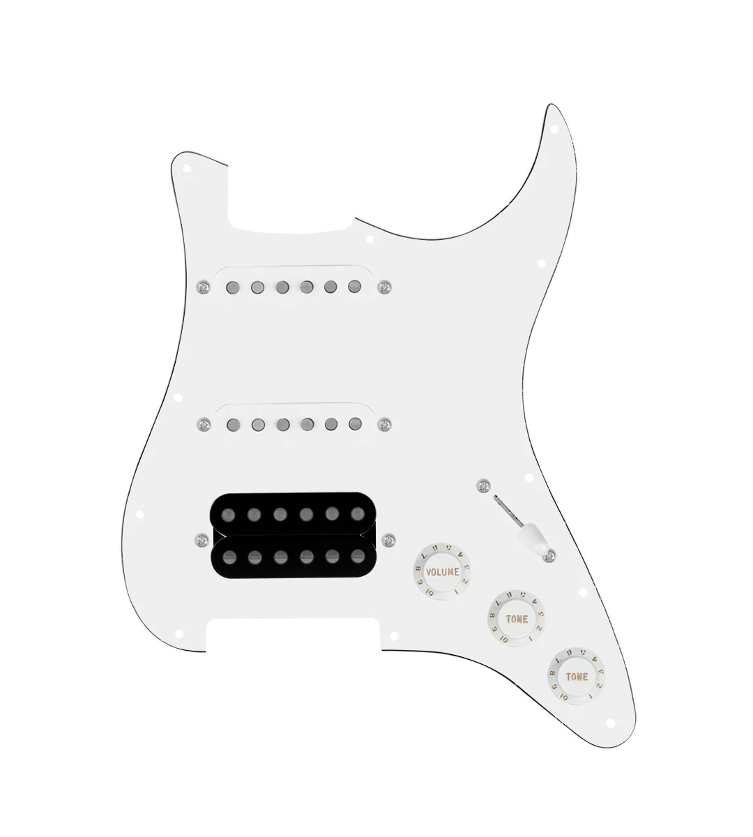 HSS Loaded Pickguard for Stratocasters® - HSS-COOL-UC-TGRT-W-WPG-WKNB