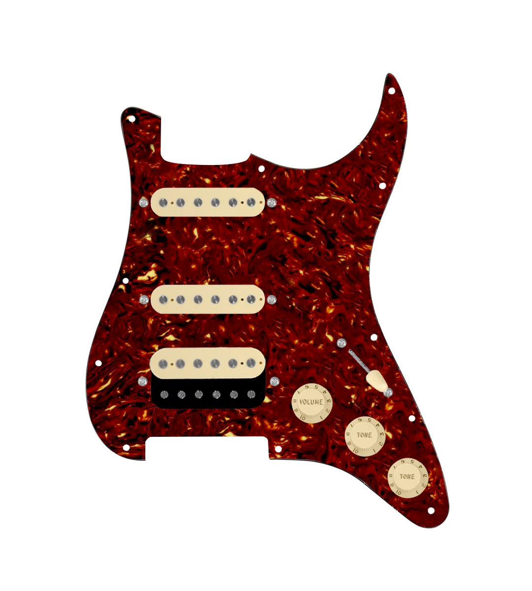 HSS Loaded Pickguard for Stratocasters® - HSS-RGNK-UC-TGWL-AW-TPG-AWKNB