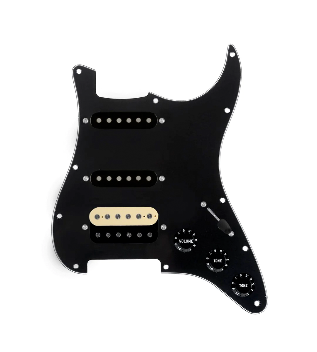 HSS Loaded Pickguard for Stratocasters® - HSS-RGNK-UC-TGWL-B-BPG-BKNB