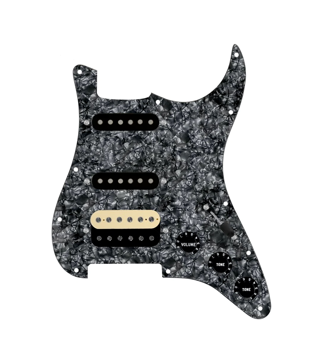 HSS Loaded Pickguard for Stratocasters® - HSS-RGNK-UC-TGWL-B-BPPG-BKNB