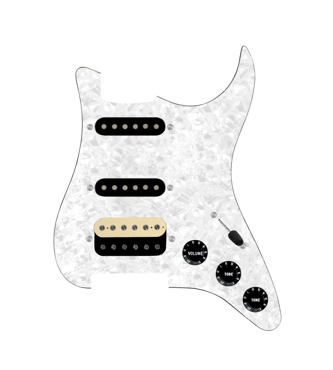 HSS Loaded Pickguard for Stratocasters® - HSS-RGNK-UC-TGWL-B-WPPG-BKNB