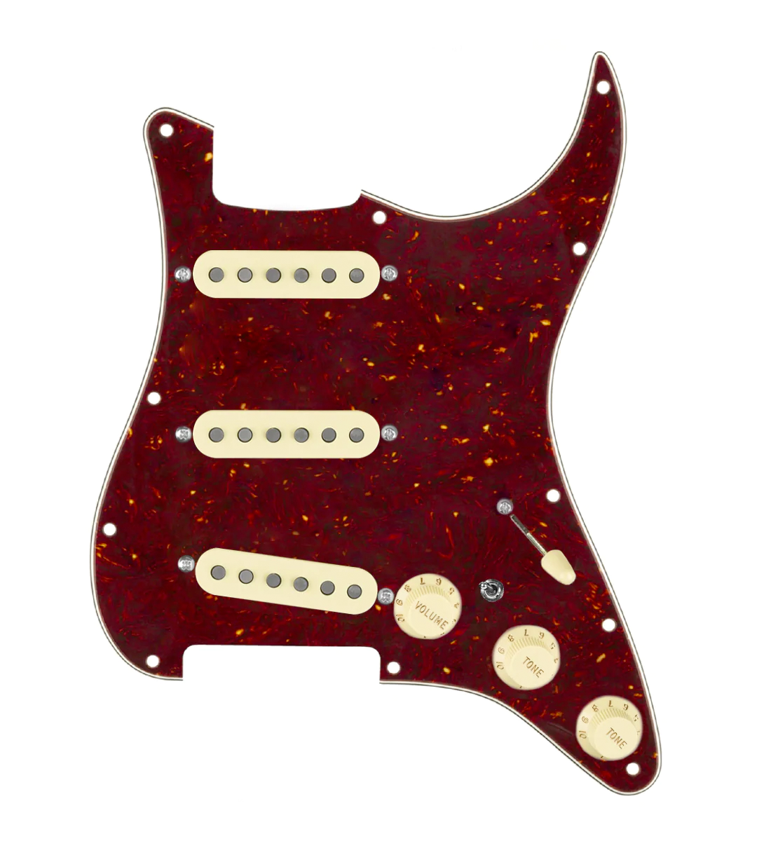 loaded strat pickguard 7 way tortoise