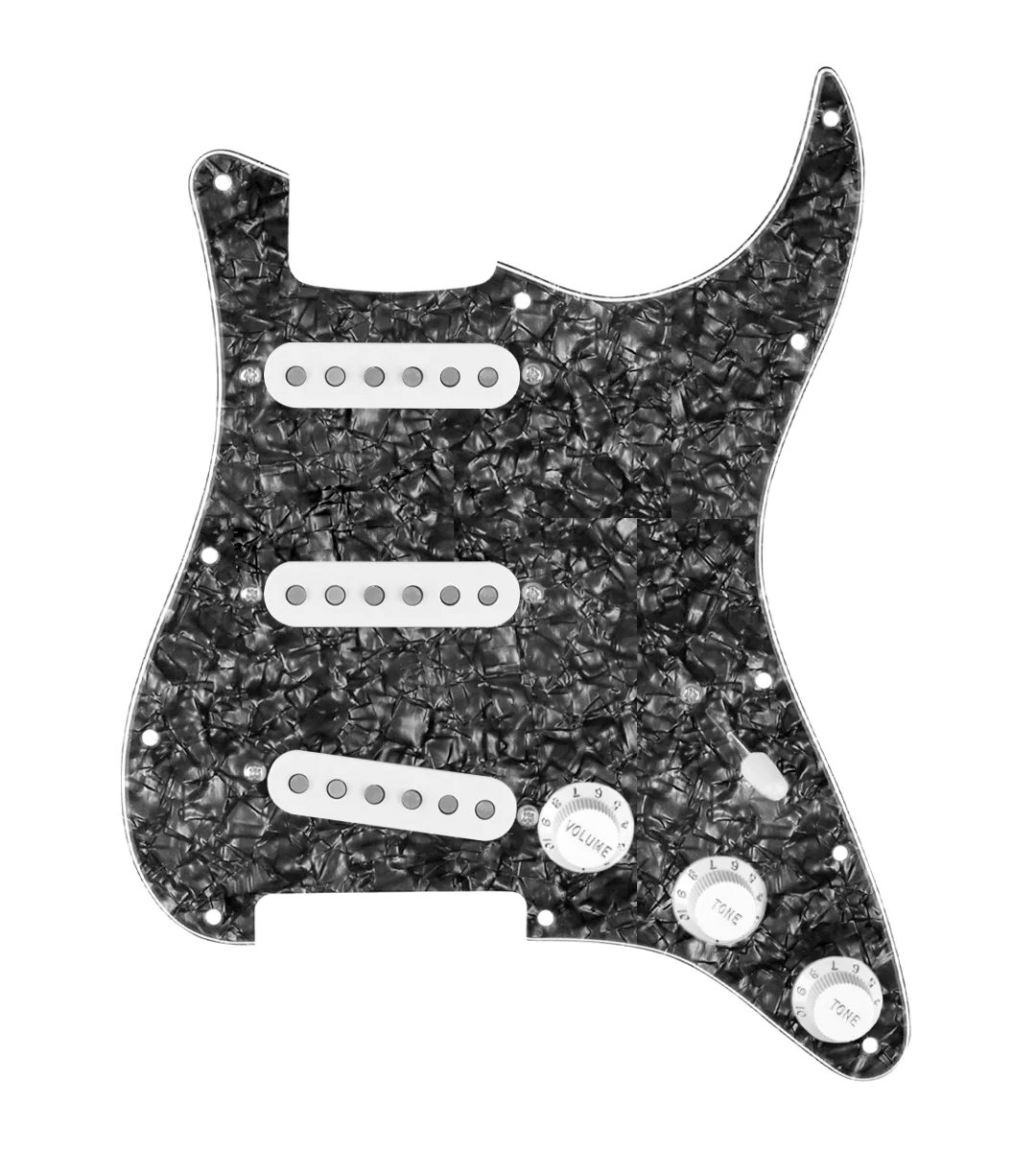 loaded strat pickguard 5 way grey pearl