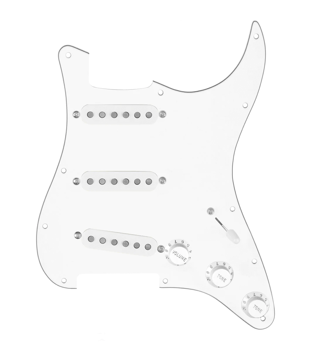 loaded strat pickguard 5 way white