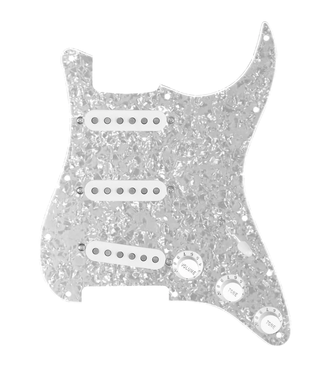 loaded strat pickguard 5 way pearl