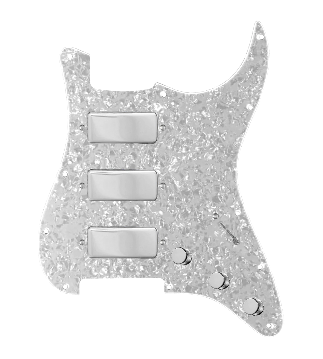 Stadium Triple Mini Humbucker Loaded Pickguard for Stratocasters® - SLPG-STD-WPPG-S7W-500K