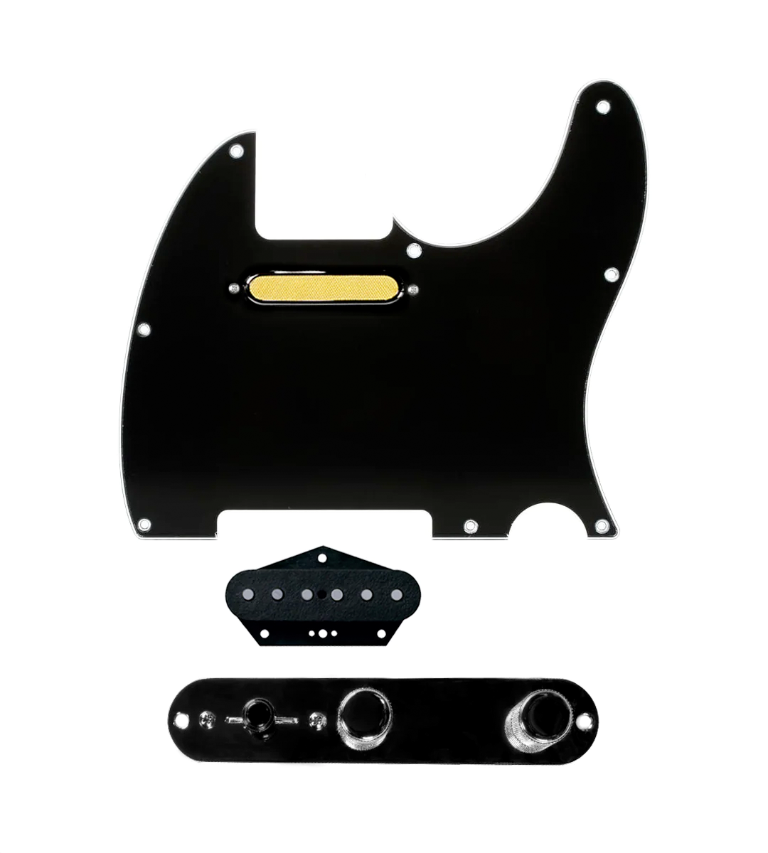 Gold Foil Loaded Pickguard for Telecasters® - TLPG-GLDFL-BPG-T3W-B