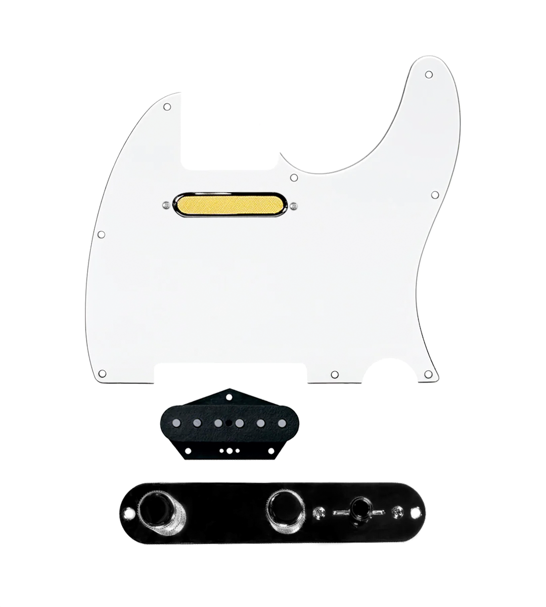 Gold Foil Loaded Pickguard for Telecasters® - TLPG-GLDFL-WPG-T3W-REV-B